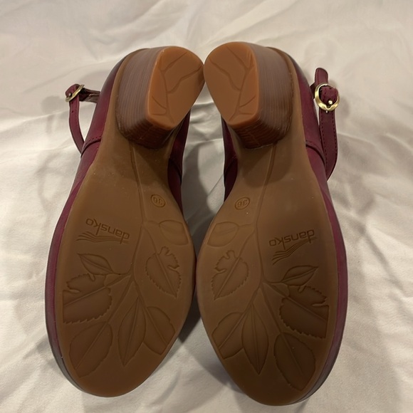 ✨Dansko Minette Shoes Ankle Strap Mary Janes Red Leather Heels Sz 36 - Picture 5 of 5